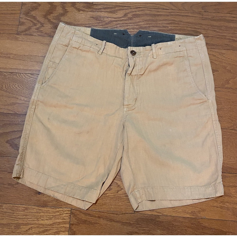 Wallace & Barnes Shorts Mens 35 (36) Brown Button Fly Baker Repro 9" Chino